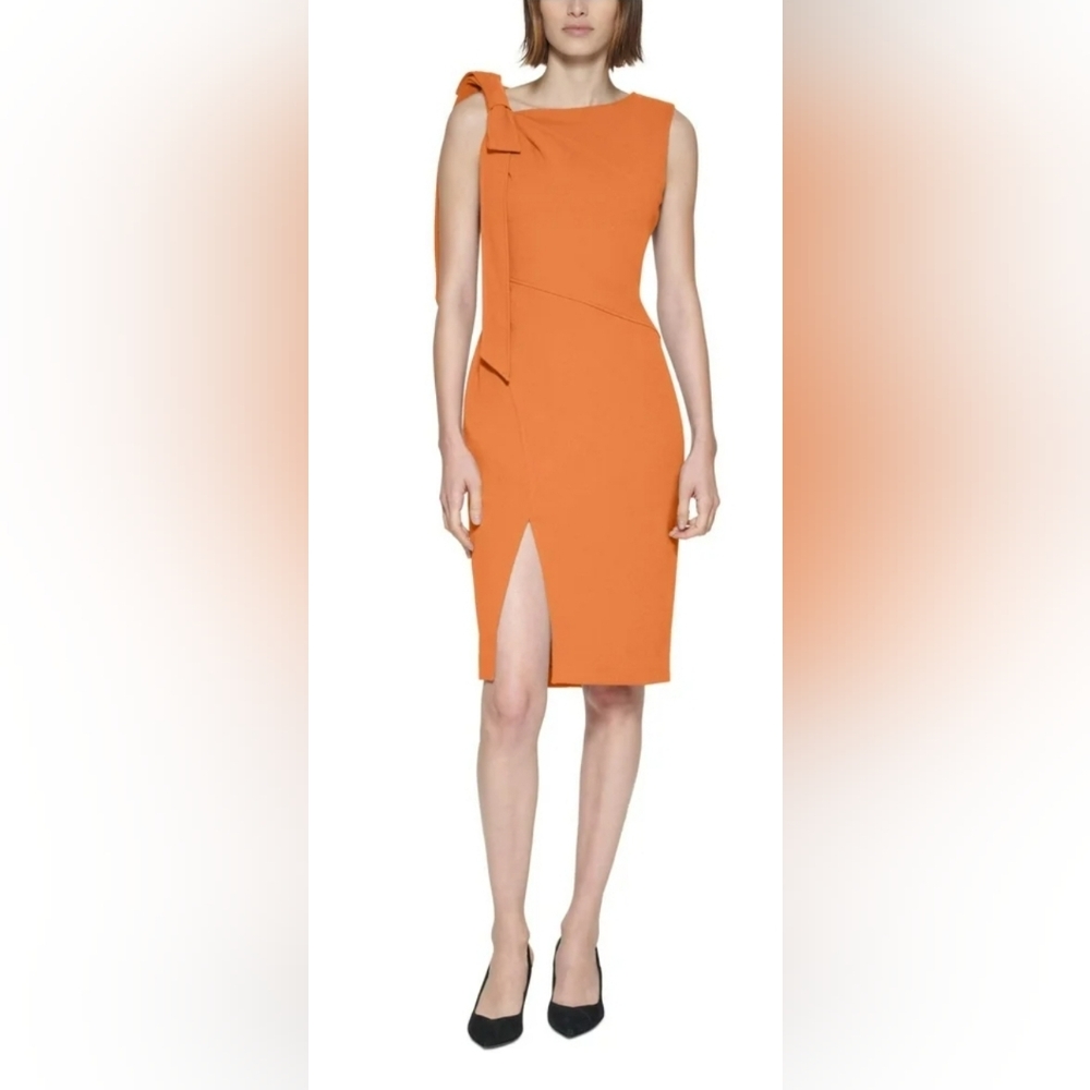 Calvin Klien Elegant Orange Sleeveless Dress